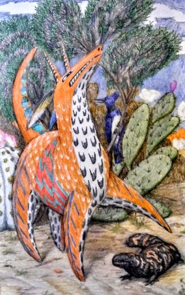 Drawing titled "Oaxaca Nature Spirit" by Edwin Loftus, Original Artwork, Pastel Mounted on Other rigid panel
