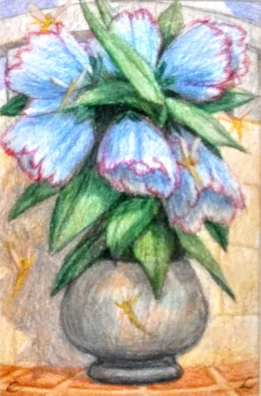 Desenho intitulada "The Planter on the…" por Edwin Loftus, Obras de arte originais, Pastel Montado em Outro painel rígido