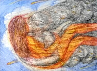 Dessin intitulée "Smoke Loves Fire" par Edwin Loftus, Œuvre d'art originale, Pastel Monté sur Autre panneau rigide