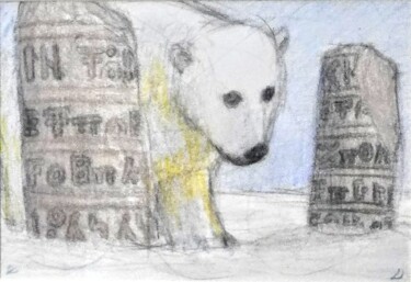 Dibujo titulada "The Polar Bear and…" por Edwin Loftus, Obra de arte original, Pastel Montado en Otro panel rígido