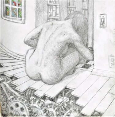 Dessin intitulée "Whether this Room o…" par Edwin Loftus, Œuvre d'art originale, Crayon Monté sur Autre panneau rigide