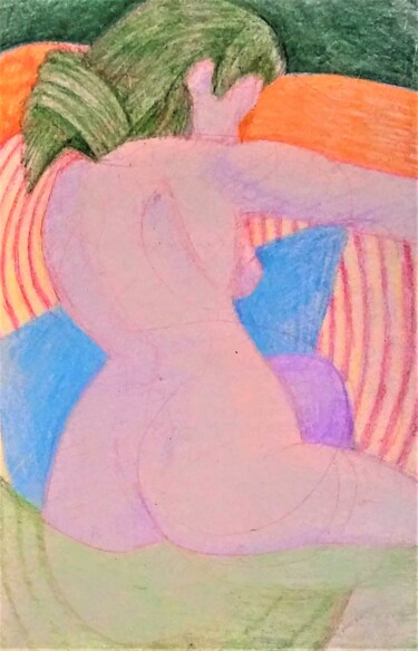 제목이 "Nude with a Friend"인 그림 Edwin Loftus로, 원작, 파스텔 기타 단단한 패널에 장착됨