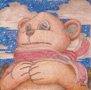 Dibujo titulada "Teddy the Bear" por Edwin Loftus, Obra de arte original, Pastel Montado en Otro panel rígido