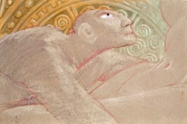 Dibujo titulada "Lovers 116" por Edwin Loftus, Obra de arte original, Pastel Montado en Otro panel rígido