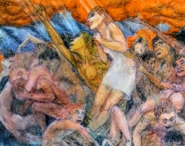 Рисунок под названием "The Rapture" - Edwin Loftus, Подлинное произведение искусства, Пастель Установлен на Другая жесткая п…