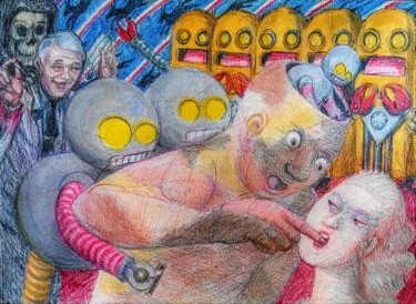 Desenho intitulada "Insanity in the Wuh…" por Edwin Loftus, Obras de arte originais, Pastel