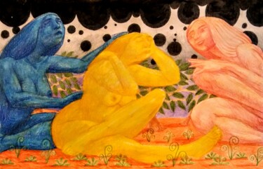 图画 标题为“Composition of Prim…” 由Edwin Loftus, 原创艺术品, 粉彩 安装在其他刚性面板上