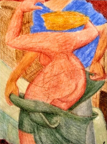 Рисунок под названием "Lovers 128" - Edwin Loftus, Подлинное произведение искусства, Пастель Установлен на Другая жесткая па…