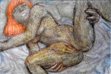 Dessin intitulée "Lovers 137, in abse…" par Edwin Loftus, Œuvre d'art originale, Pastel Monté sur Autre panneau rigide