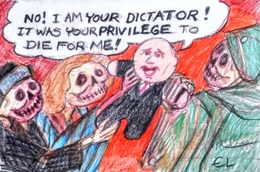 Drawing titled "Death and the Dicta…" by Edwin Loftus, Original Artwork, Pastel