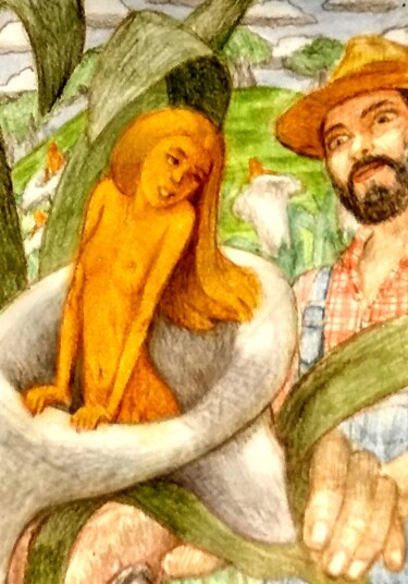 Dessin intitulée "Collecting Cala Lil…" par Edwin Loftus, Œuvre d'art originale, Pastel Monté sur Autre panneau rigide