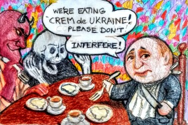 Рисунок под названием "Puti-Puff's Tea Par…" - Edwin Loftus, Подлинное произведение искусства, Пастель