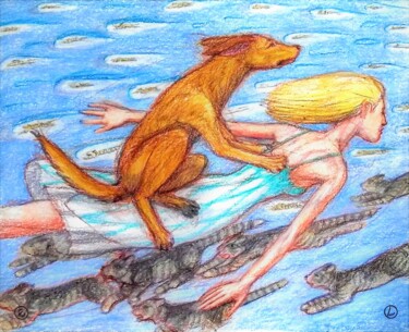 Dibujo titulada "A Dream of Flying a…" por Edwin Loftus, Obra de arte original, Pastel Montado en Otro panel rígido