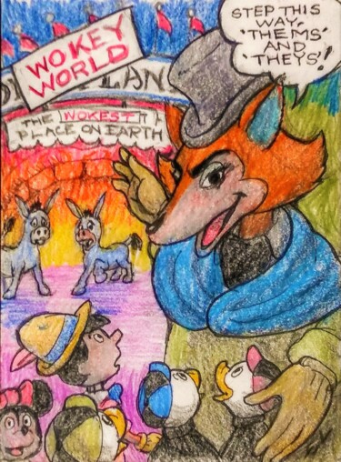 Disegno intitolato "3/4, Disneyland Wok…" da Edwin Loftus, Opera d'arte originale, Pastello