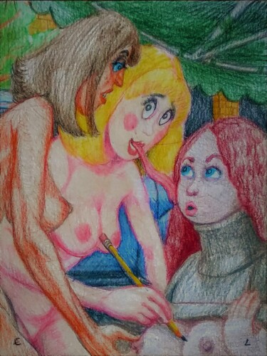 Drawing titled "Betsy has doubts ab…" by Edwin Loftus, Original Artwork, Pastel