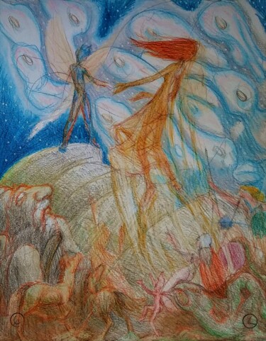 Desenho intitulada "Ossian's Dream" por Edwin Loftus, Obras de arte originais, Pastel
