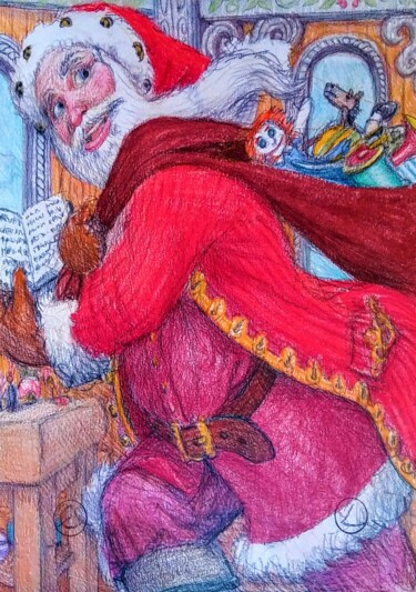 Drawing titled ""A right Jolly Old…" by Edwin Loftus, Original Artwork, Pastel
