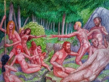 Рисунок под названием "The Discovery of Wo…" - Edwin Loftus, Подлинное произведение искусства, Пастель