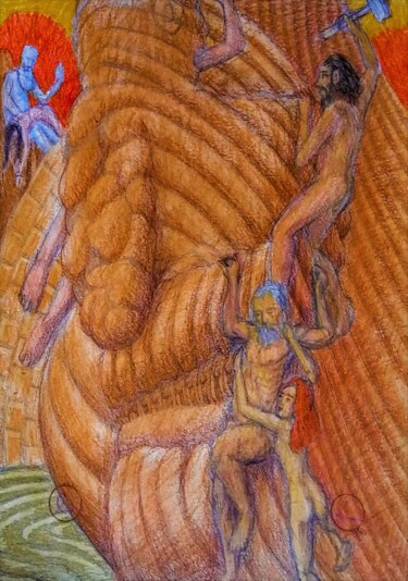 Dibujo titulada "Conquering the Gods" por Edwin Loftus, Obra de arte original, Pastel