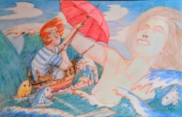 Tekening getiteld "The Sailor and the…" door Edwin Loftus, Origineel Kunstwerk, Pastel
