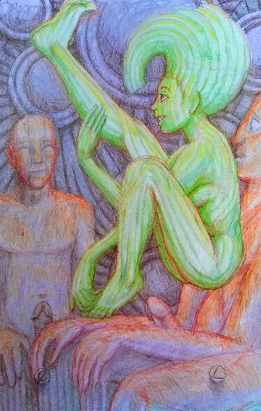 Tekening getiteld "Frolicking in the H…" door Edwin Loftus, Origineel Kunstwerk, Pastel