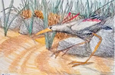 Desenho intitulada "A Dinosaur Hunts it…" por Edwin Loftus, Obras de arte originais, Pastel