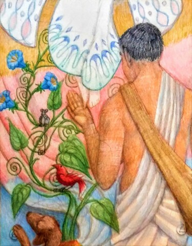 Рисунок под названием "Morning Glory" - Edwin Loftus, Подлинное произведение искусства, Пастель