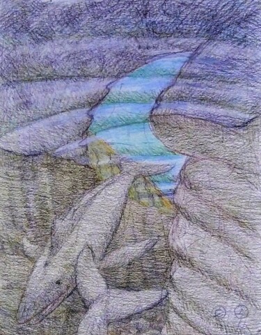 Desenho intitulada "The Lost Whales" por Edwin Loftus, Obras de arte originais, Pastel