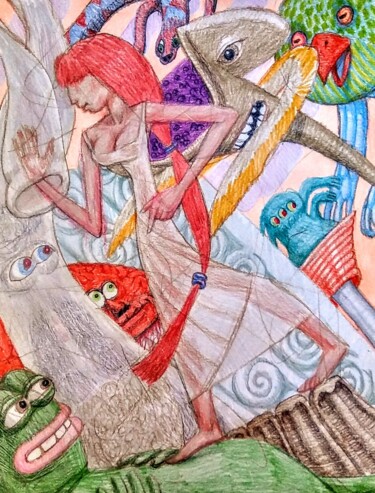 Zeichnungen mit dem Titel "Pepe's Dream-Vision…" von Edwin Loftus, Original-Kunstwerk, Pastell