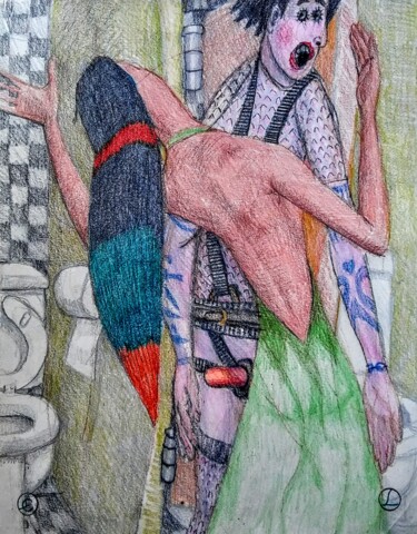 Zeichnungen mit dem Titel "And Then Woman Crea…" von Edwin Loftus, Original-Kunstwerk, Pastell
