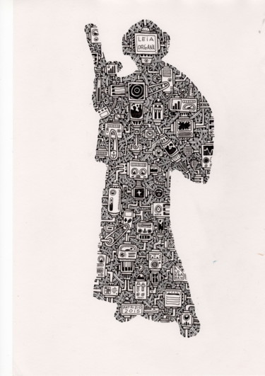 Disegno intitolato "Leia.jpg" da Patrizio Genna, Opera d'arte originale, Pennarello