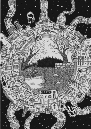 Disegno intitolato "Earth.jpg" da Patrizio Genna, Opera d'arte originale, Pennarello