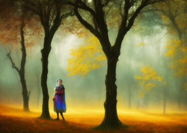 Artes digitais intitulada "Woman in the Woods" por Eric E. Cane, Obras de arte originais, Trabalho Digital 2D