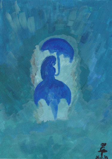 Картина под названием "Umbrella woman" - Eemia Thunder, Подлинное произведение искусства, Акрил