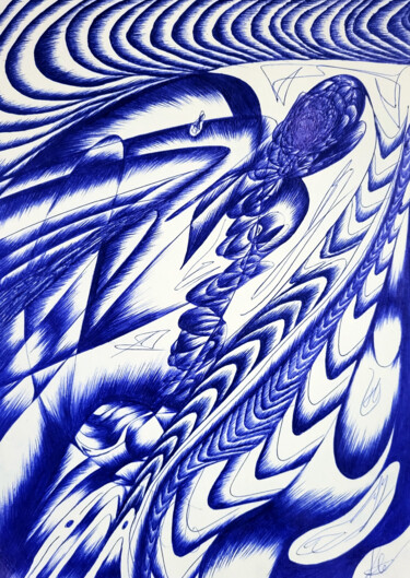 Drawing titled "Movement of time" by Eeyatus, Original Artwork, Ballpoint pen