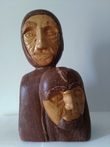 Sculpture titled "Il Druido e il Sold…" by L'Uomo Del Legno, Original Artwork, Wood