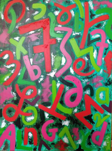 Schilderij getiteld "Alphabet" door Effelle, Origineel Kunstwerk, Acryl