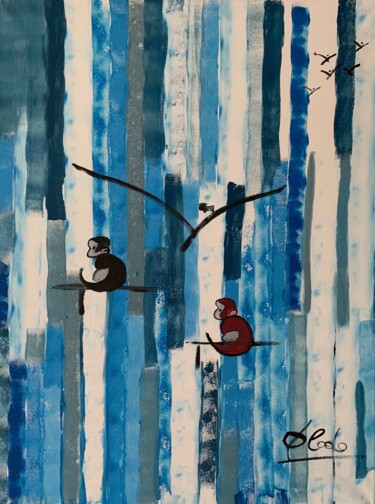 Painting titled "The Pairs - Monkey" by Philodo, Original Artwork, Acrylic