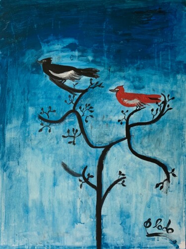 Картина под названием "The Pairs - Vogels" - Philodo, Подлинное произведение искусства, Акрил