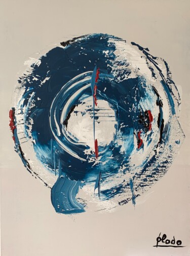 Painting titled "Vortex Blue" by Philodo, Original Artwork, Acrylic Mounted on Wood Stretcher frame