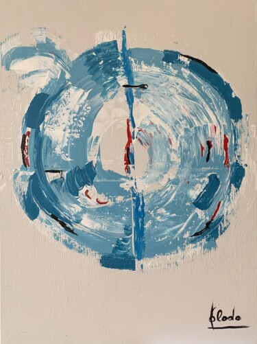 Painting titled "Vortex Bleu Clair" by Philodo, Original Artwork, Acrylic Mounted on Wood Stretcher frame