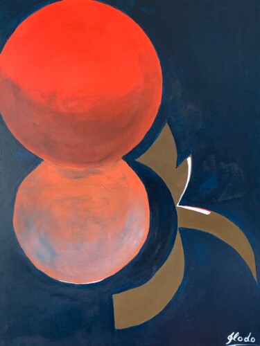 Painting titled "Planets Aligned 1" by Philodo, Original Artwork, Acrylic Mounted on Wood Stretcher frame