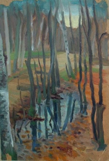 Painting titled "autumn puddle" by Alexei Efimov, Original Artwork