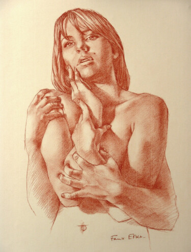 Drawing titled "Etreinte N°2, "Tran…" by Efka, Original Artwork, Pencil Mounted on Cardboard