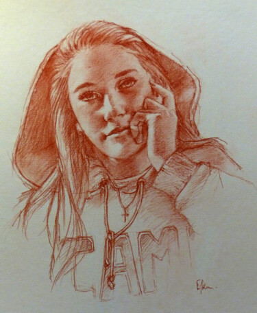 Drawing titled "Léna" by Efka, Original Artwork, Pencil