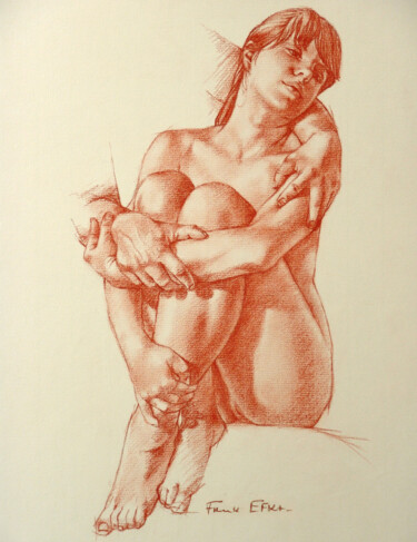 Drawing titled "Étreinte, "Origine"" by Efka, Original Artwork, Pencil Mounted on Cardboard