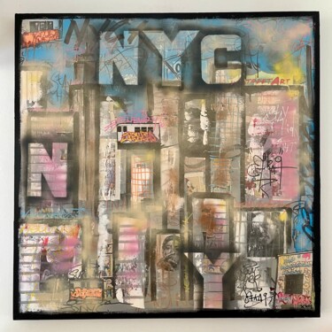 Malarstwo zatytułowany „NYC by EFKA9” autorstwa Efka9, Oryginalna praca, Akryl Zamontowany na Drewniana rama noszy