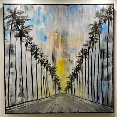 Painting titled "The road to LA" by Efka9, Original Artwork, Acrylic Mounted on Wood Stretcher frame