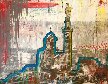 Painting titled "MARSEILLE by EFKA9" by Efka9, Original Artwork, Acrylic Mounted on Wood Stretcher frame