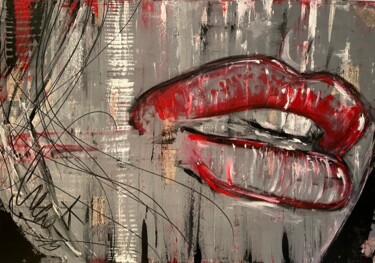 Painting titled "LIPS by EFKA9" by Efka9, Original Artwork, Acrylic